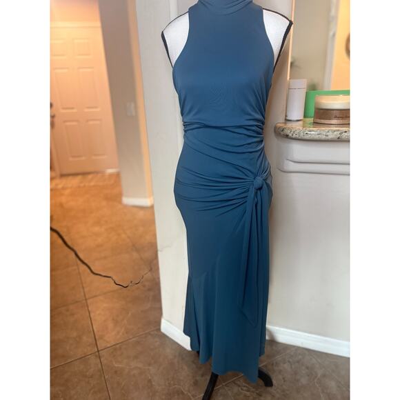 Cinq à Sept Rori Tie Waist High Neck Midi Dress Green Size 6 MSRP $395 - Picture 2 of 7